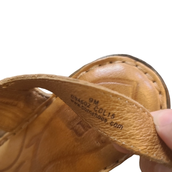 Born Boulder Leather Cork Wedge Sandal Tan Size 9 women's Shoe - Picture 5 of 11